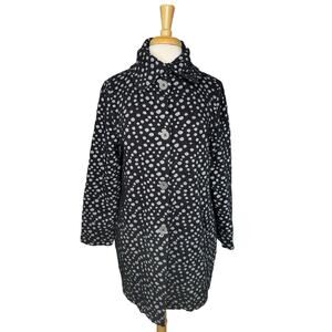 CHALET ET CECI Crinkle Dot Knit Jacket Size Small Women Black Gray Duster Pocket